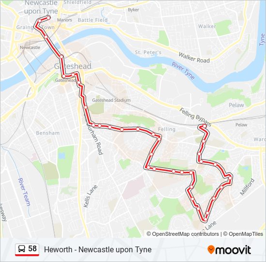 Bus 58 Route Map 58 Route: Schedules, Stops & Maps - Heworth (Updated)