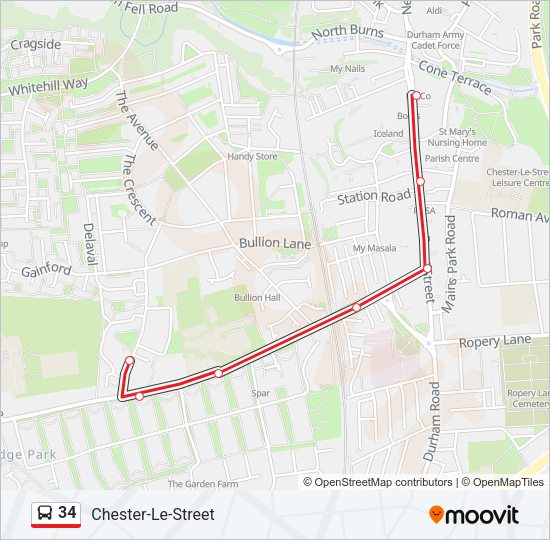 34 Bus Line Map