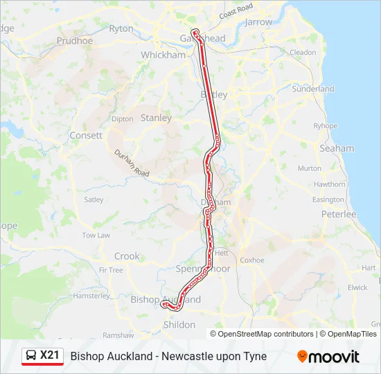 X21 Bus Line Map