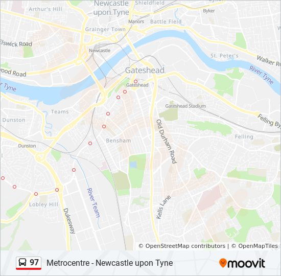 Bus 97 Route Map 97 Route: Schedules, Stops & Maps - Gateshead (Updated)