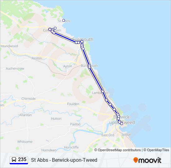 Bus 235 Route Map 235 Route: Schedules, Stops & Maps - Berwick-Upon-Tweed (Updated)