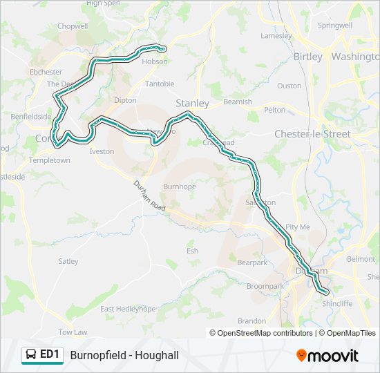 Line Route ED1 - Arriva North East - bus Schedules | Moovit