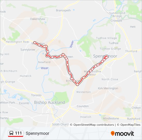 Bus 111 Route Map 111 Route: Schedules, Stops & Maps - Spennymoor (Updated)