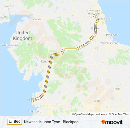 B66 Bus Line Map