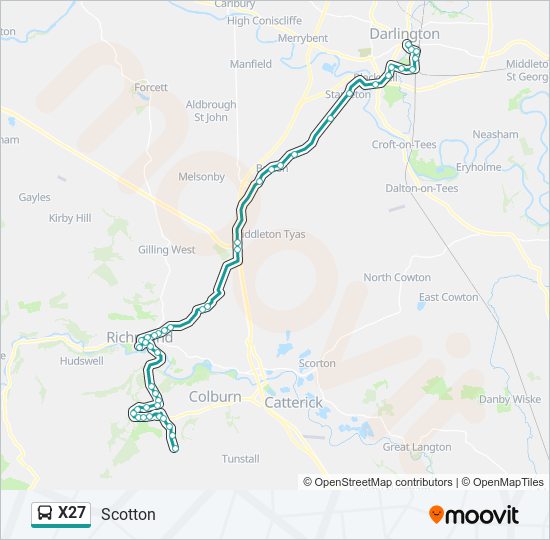 X27 Bus Line Map
