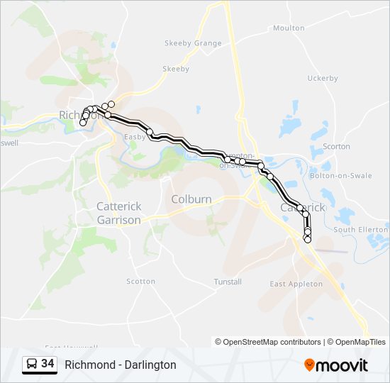 34 bus Line Map