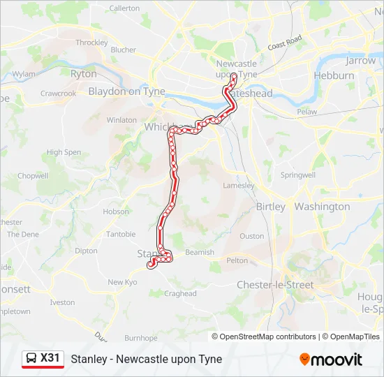 X31 Bus Line Map