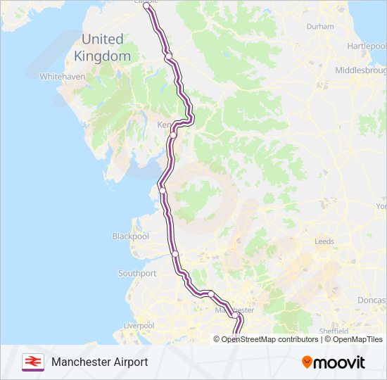 TRANSPENNINE EXPRESS Train Line Map