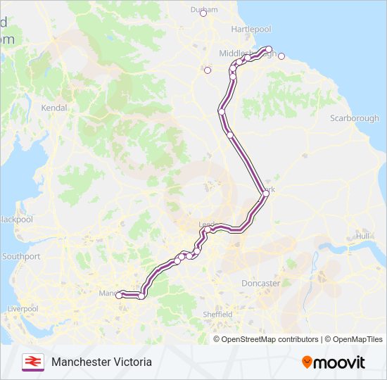 TRANSPENNINE EXPRESS Train Line Map