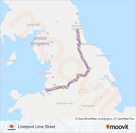 TRANSPENNINE EXPRESS Train Line Map