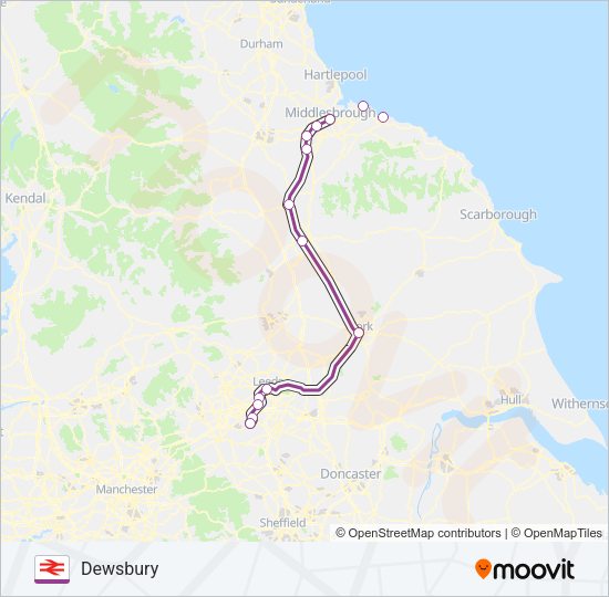 TRANSPENNINE EXPRESS Train Line Map