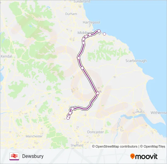 TRANSPENNINE EXPRESS Train Line Map