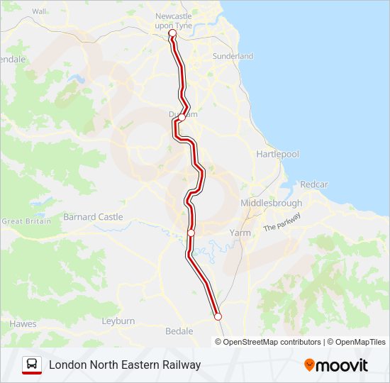 LONDON NORTH EASTERN RAILWAY Bus Line Map
