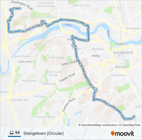 99 Route: Schedules, Stops & Maps - Hylton Castle (Updated)