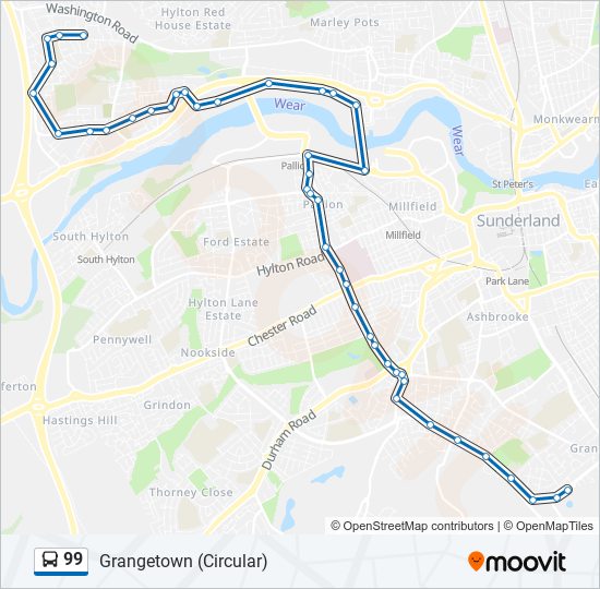 99 Route Schedules Stops Maps Hylton Castle Updated 
