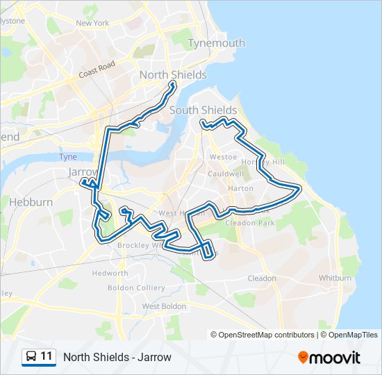 11 Route: Schedules, Stops & Maps - South Shields (Updated)