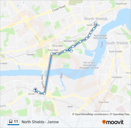 11 Route: Schedules, Stops & Maps - Jarrow (Updated)