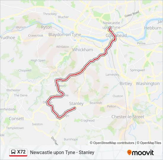 X72 Bus Line Map