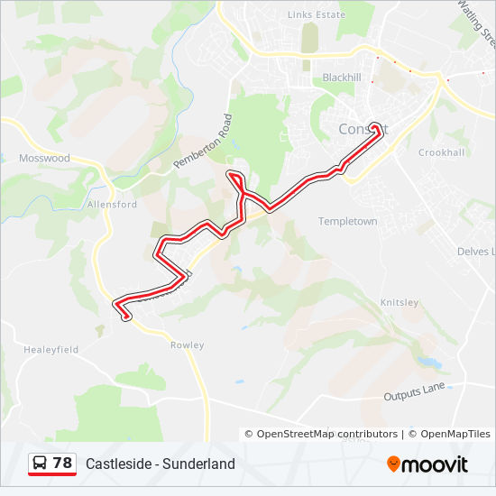 Bus 78 Route Map 78 Route: Schedules, Stops & Maps - Consett (Updated)