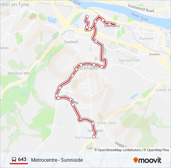 643 Bus Line Map