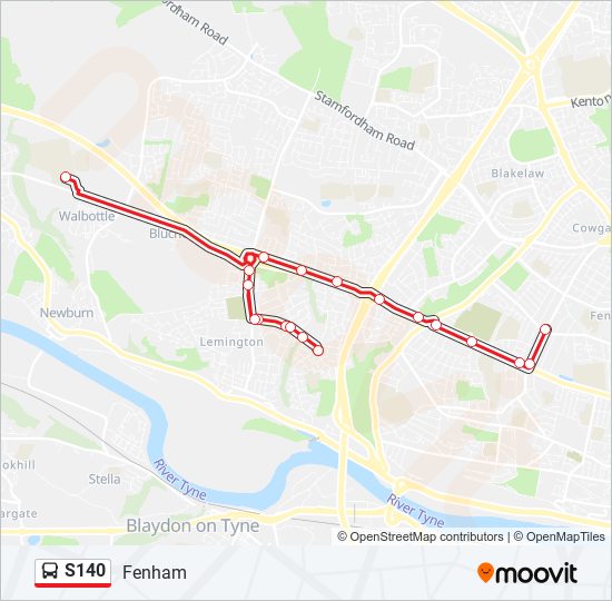 s140 Route: Schedules, Stops & Maps - Fenham (Updated)