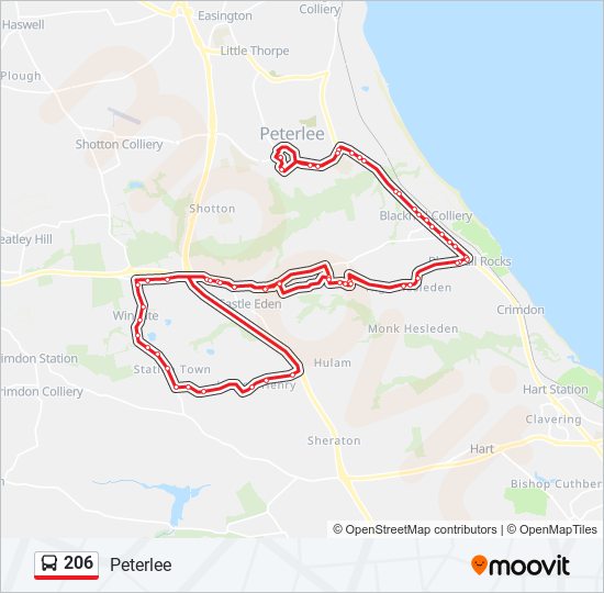 206 Route Schedules Stops Maps Peterlee Updated 