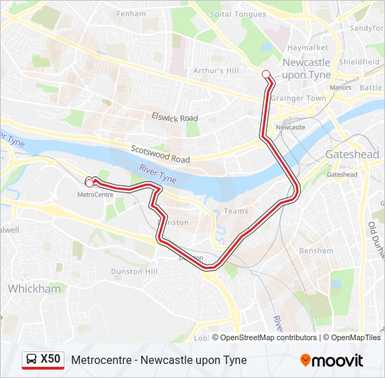 X50 Bus Line Map
