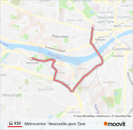 X50 Bus Line Map
