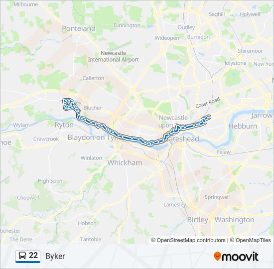 22 bus Line Map