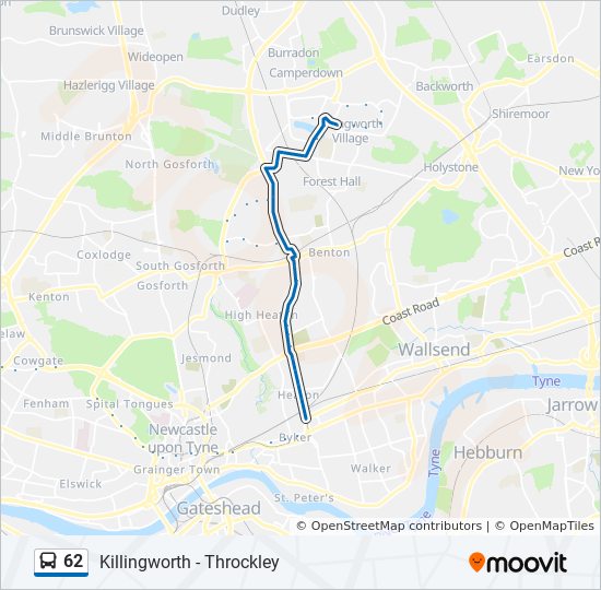 Bus 62 Route Map 62 Route: Schedules, Stops & Maps - Killingworth (Updated)