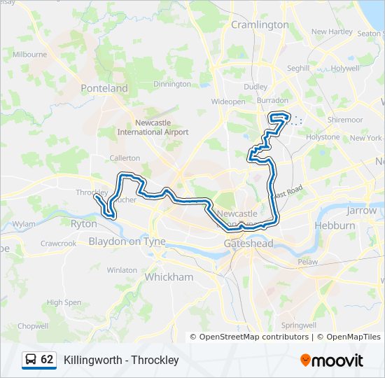 Bus 62 Route Map 62 Route: Schedules, Stops & Maps - Throckley (Updated)