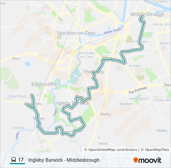 Bus 17 Route Map 17 Route: Schedules, Stops & Maps - Middlesbrough (Updated)