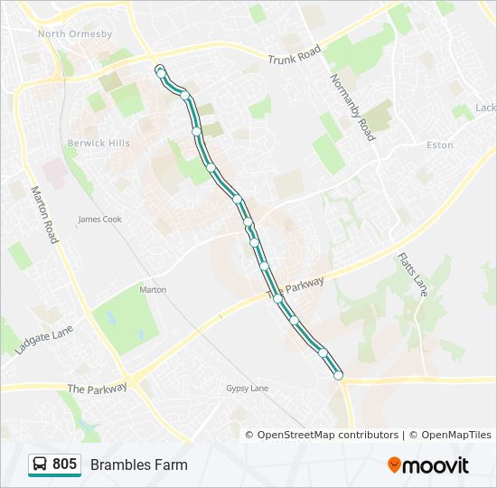 Bus 805 Route Map 805 Route: Schedules, Stops & Maps - Brambles Farm (Updated)