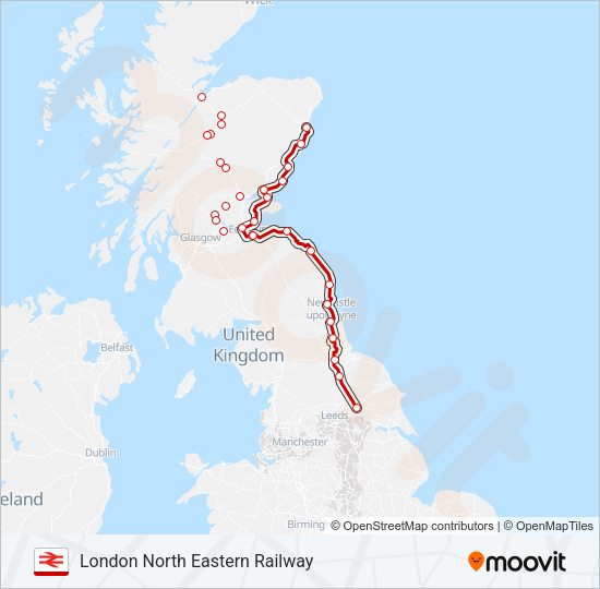 LONDON NORTH EASTERN RAILWAY Train Line Map