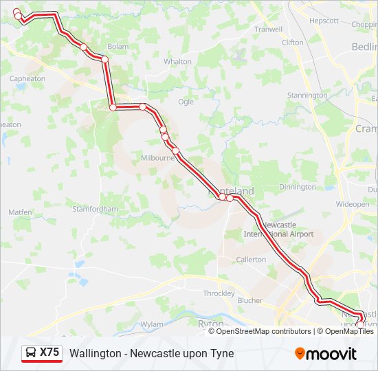 X75 Bus Line Map