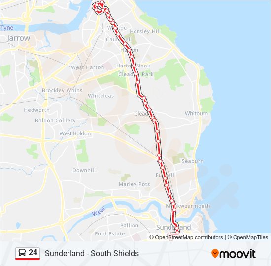 24 Route Schedules, Stops & Maps Sunderland (Updated)