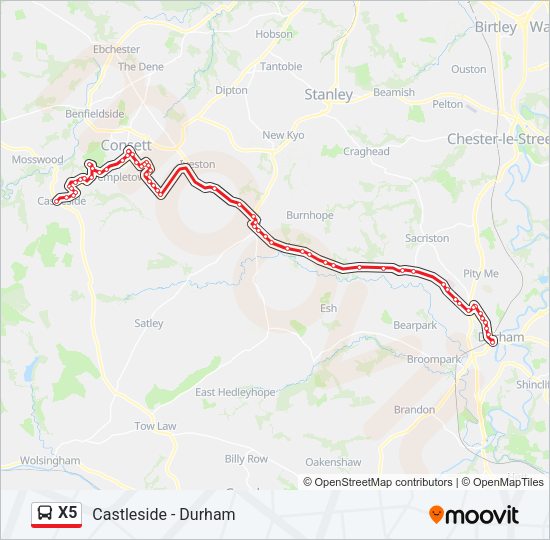 X5 Bus Line Map