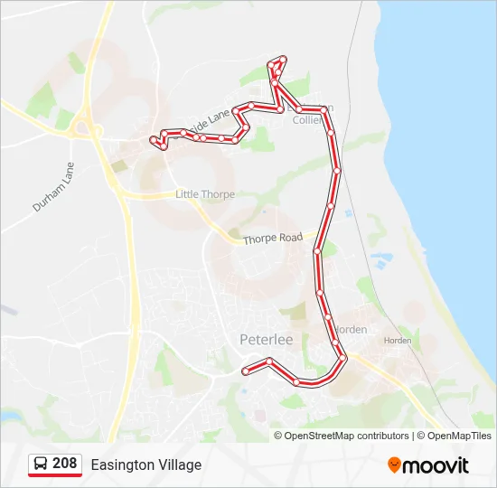 208 Route: Schedules, Stops & Maps - Easington Village (Updated)