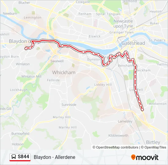S844 Bus Line Map