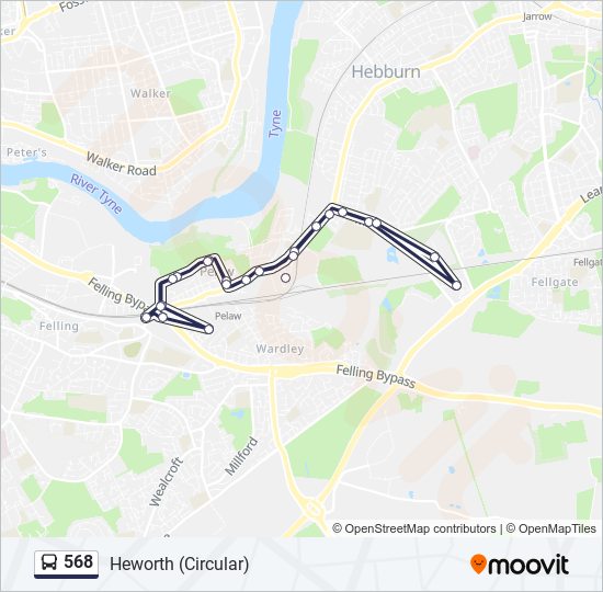 568 bus Line Map