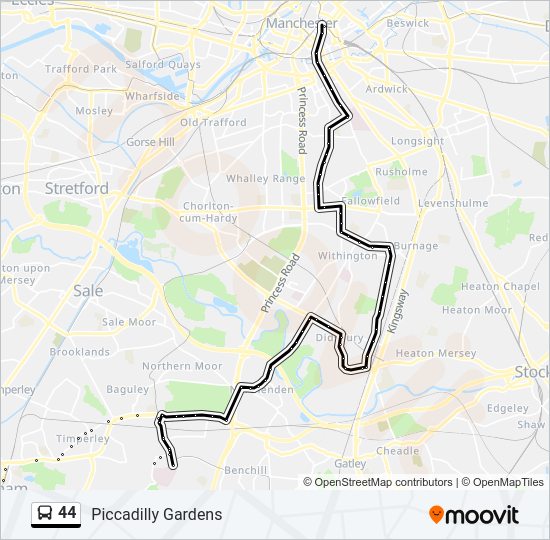 44 Route Schedules, Stops & Maps Piccadilly Gardens (Updated)