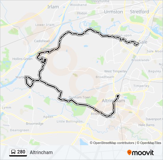 280 bus Line Map