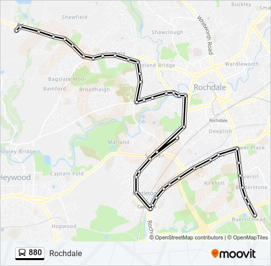 880 bus Line Map