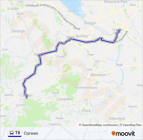 T8 bus Line Map