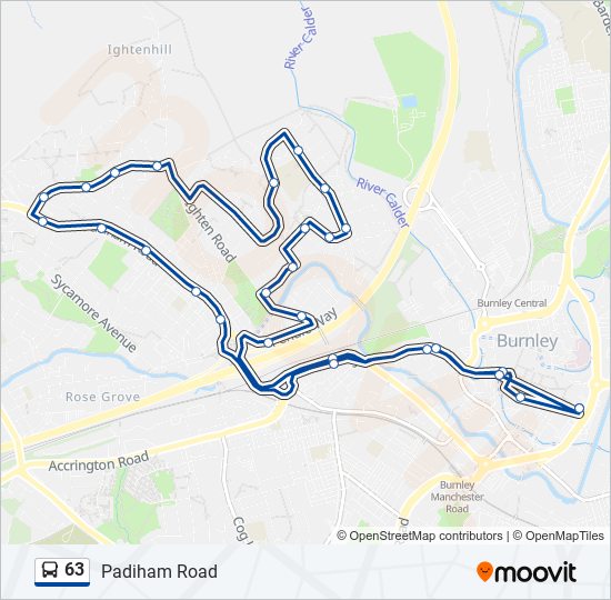 63 Route: Schedules, Stops & Maps - Padiham Road (Updated)