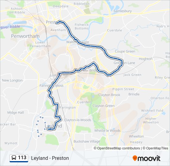 113 Route Schedules, Stops & Maps Preston City Centre (Updated)