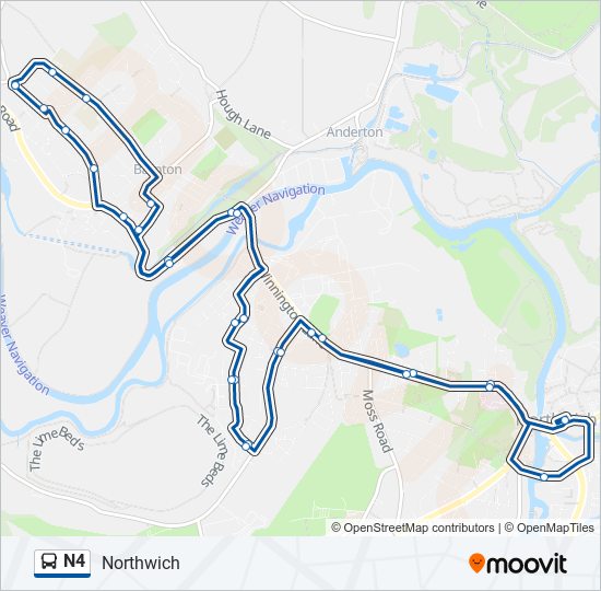 n4 Route Schedules, Stops & Maps Northwich (Updated)