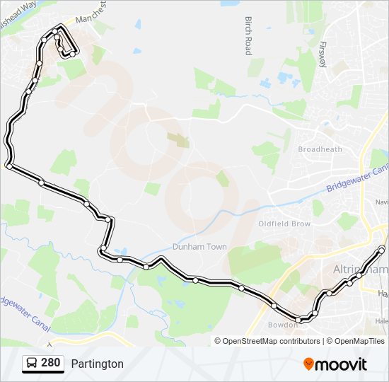 280 bus Line Map