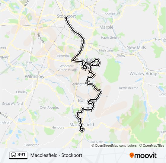 391 Route: Schedules, Stops & Maps - Macclesfield (Updated)