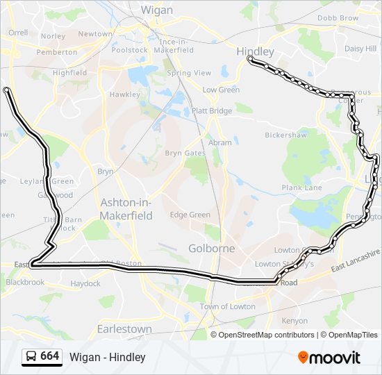 664 bus Line Map